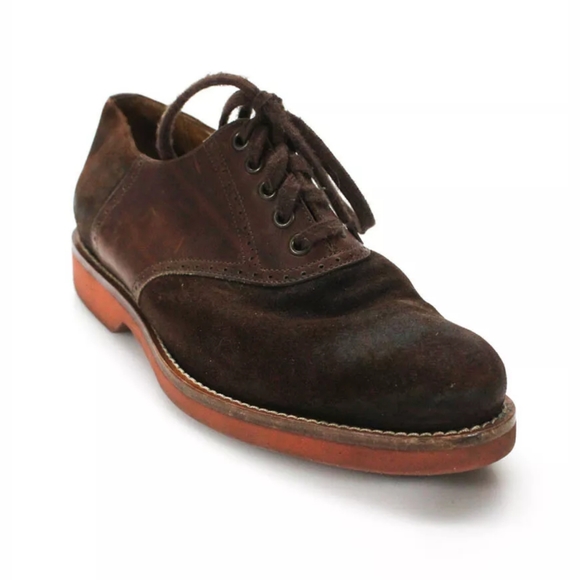 RALPH LAUREN ROUND TOE OXFORD SHOES BROWN suede 8 - Picture 2 of 5